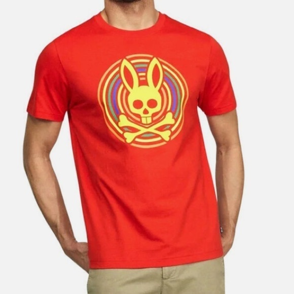 Psycho Bunny Signature Short Sleeve T Shirt Puma Cotton in Red - Picture 1 of 6